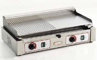 TOSTIERA GRILL DOPPIA CON PIASTRA IN ACCIAIO CROMATO LISCIA, RIGATA O MISTA