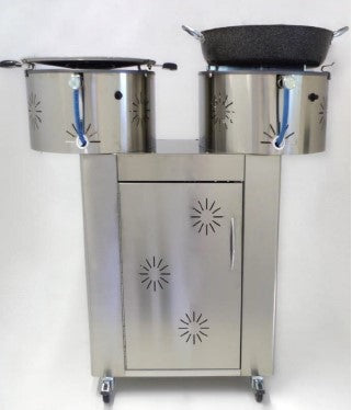 GRILL ROUND DOUBLE G220S A GAS CON PIASTRA IN ALLUMINIO EFFETTO PIETRA