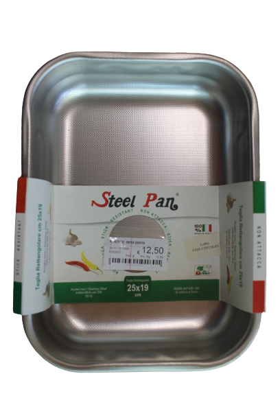TEGLIA FORNO RETTANGOLARE ACCIAIO INOX STEEL PAN