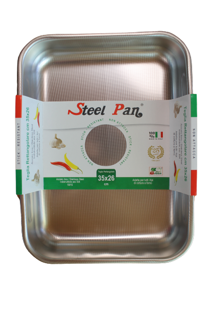 TEGLIA FORNO RETTANGOLARE ACCIAIO INOX STEEL PAN