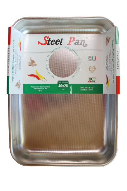 TEGLIA FORNO RETTANGOLARE ACCIAIO INOX STEEL PAN