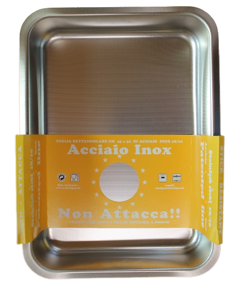 TEGLIA FORNO RETTANGOLARE ACCIAIO INOX STEEL PAN