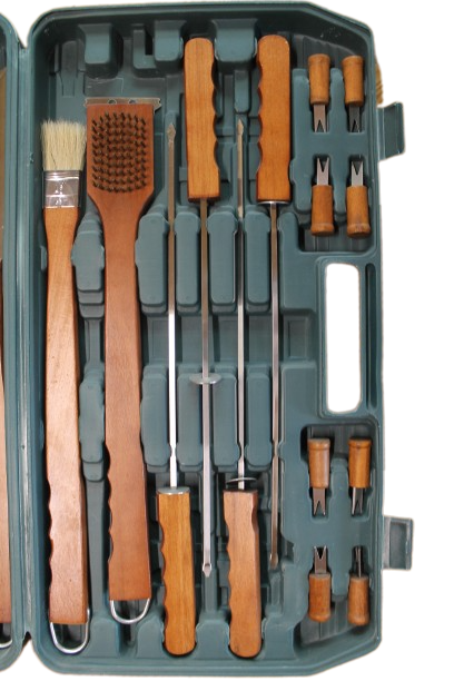 VALIGETTA IN ALLUMINIO 18 PEZZI INOX PER BBQ