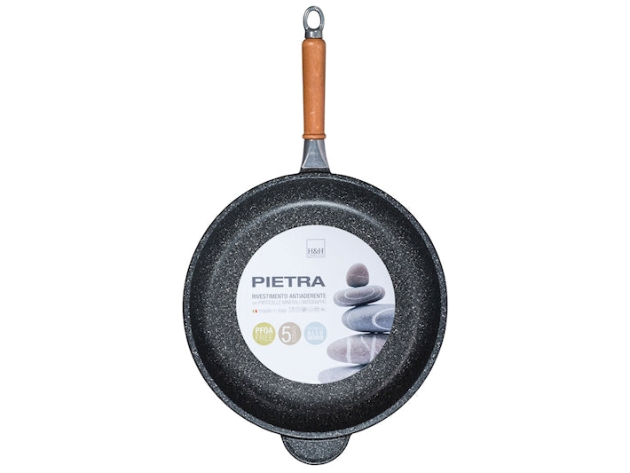 PADELLA ANTIADERENTE IN PIETRA CON MANICO IN LEGNO