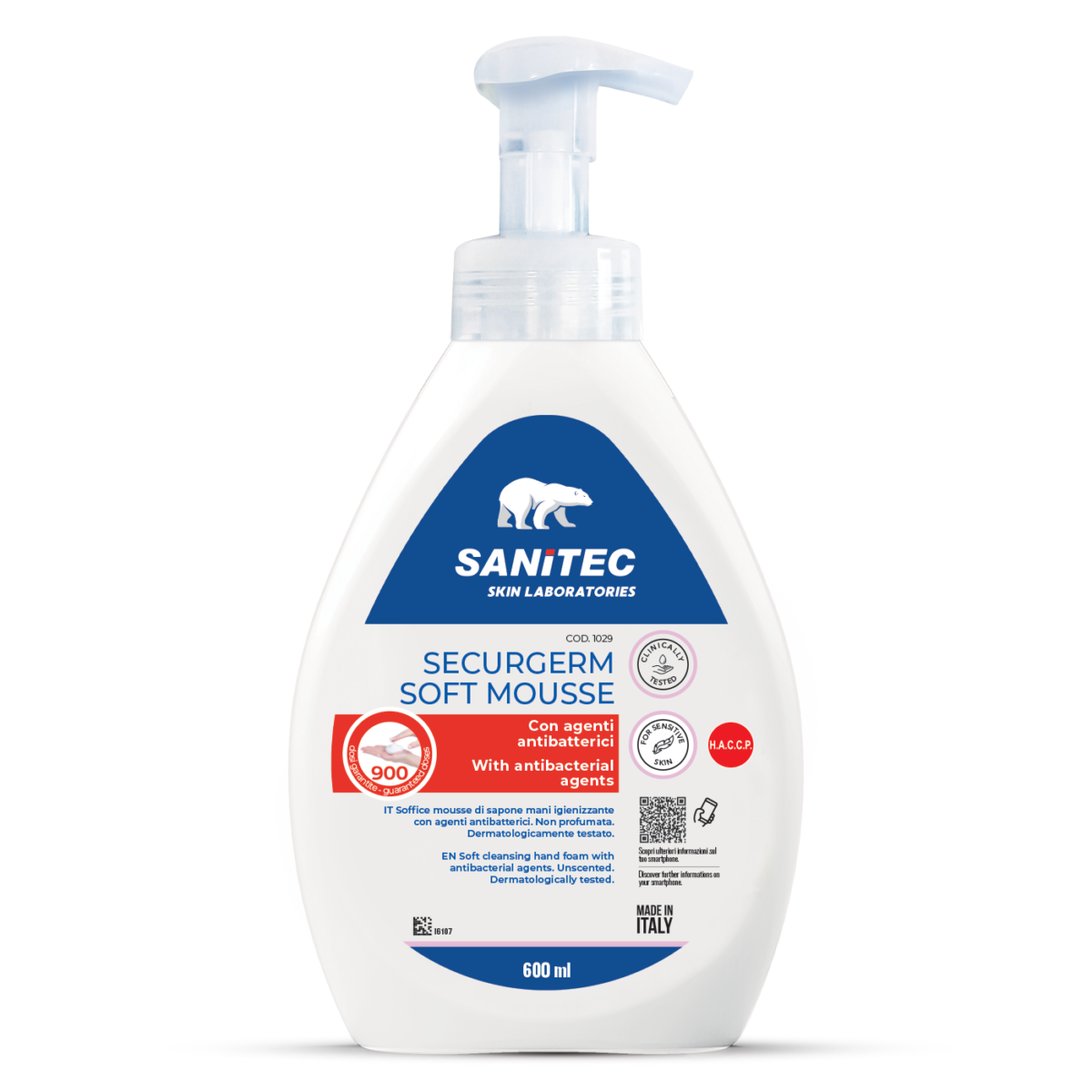 MOUSSE DI SAPONE MANI - SECURGERM SOFT MOUSSE 600ML