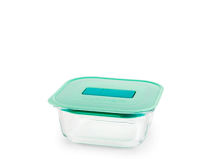 CONTENITORE 13,5X13,5 IN VETRO BOROSILICATO CON TAPPO VERDE