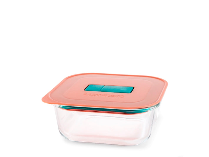 CONTENITORE 15,5X15,5 IN VETRO BOROSILICATO CON TAPPO ARANCIONE