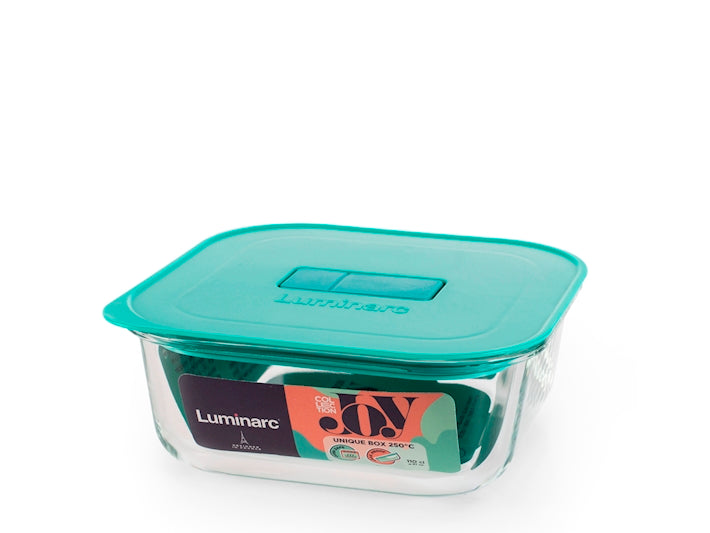 CONTENITORE 17,5X17,5 IN VETRO BOROSILICATO CON TAPPO AZZURRO