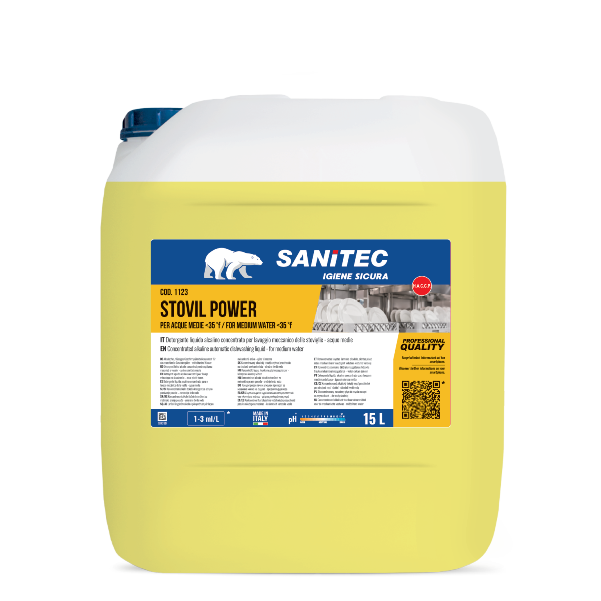 DETERGENTE LAVASTOVIGLIE LIQUIDO ALCALINO CONCENTRATO - STOVIL POWER 15LT