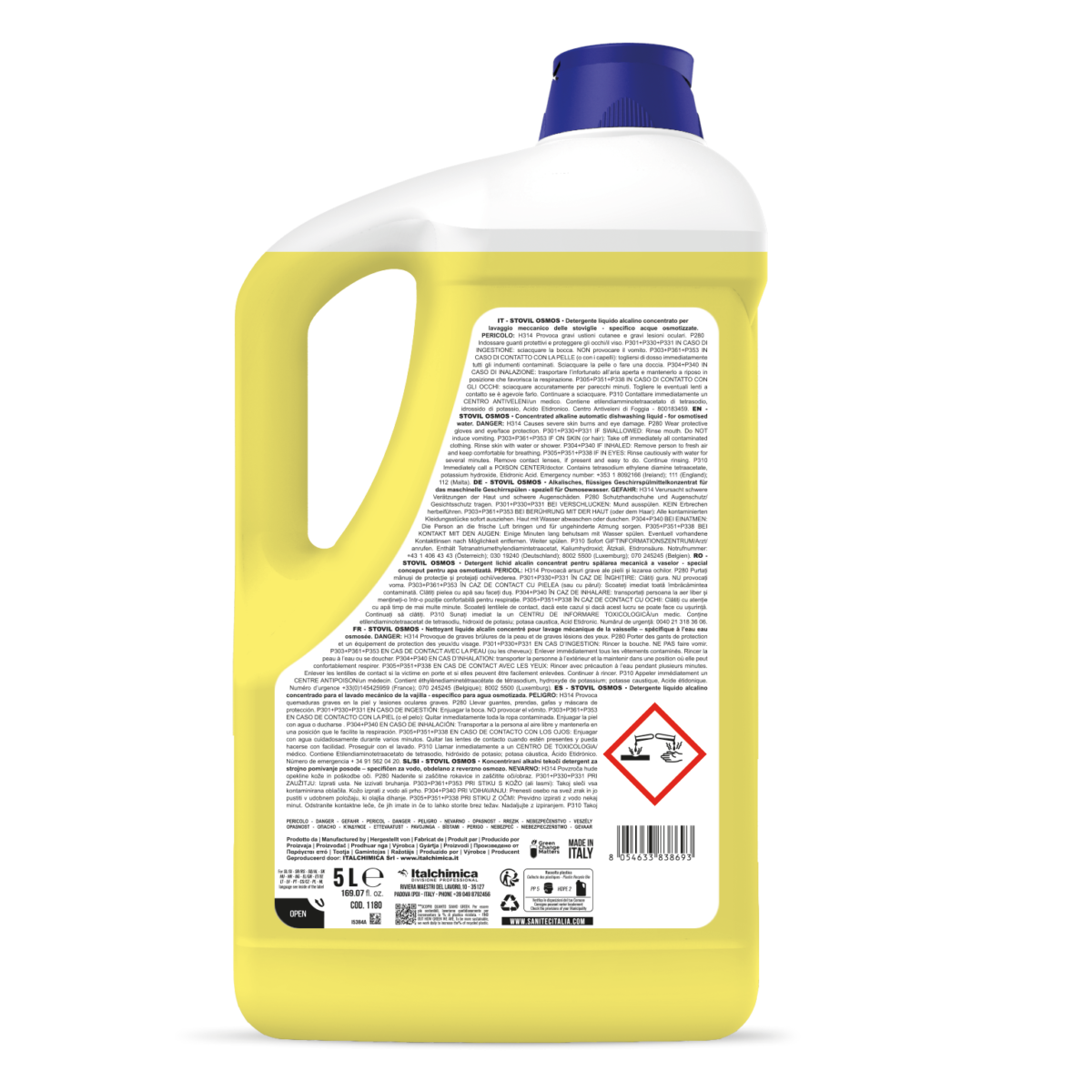DETERGENTE IGIENIZZANTE PER LAVASTOVIGLIE CON SISTEMA DI DOSAGGIO AUTOMATICO - STOVIL OSMOS 5LT