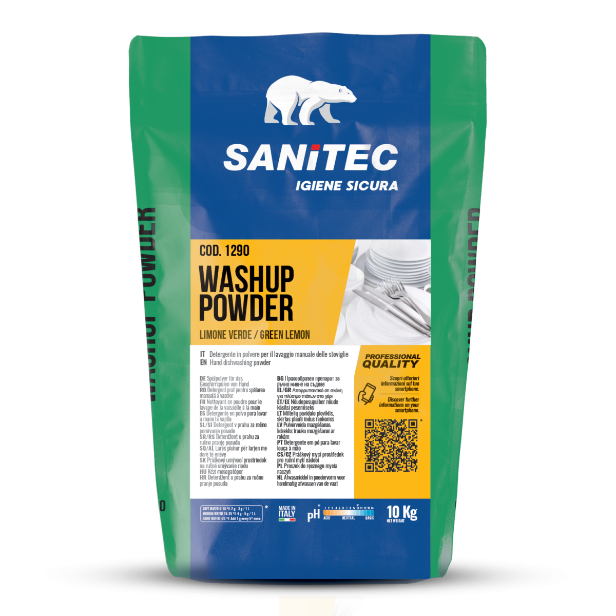 POLVERE PROFUMATA PER LAVAGGIO MANUALE - WASHUP POWDER LIMONE VERDE 10KG