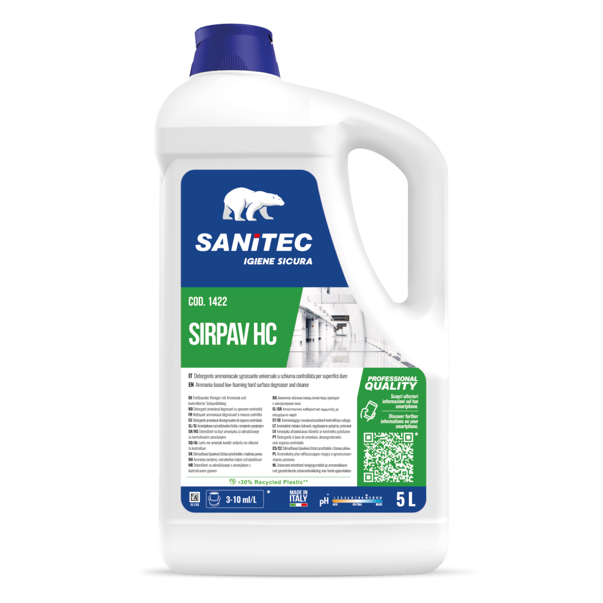 DETERGENTE A SCHIUMA PER PAVIMENTI - SIRPAV HC PINO 5LT