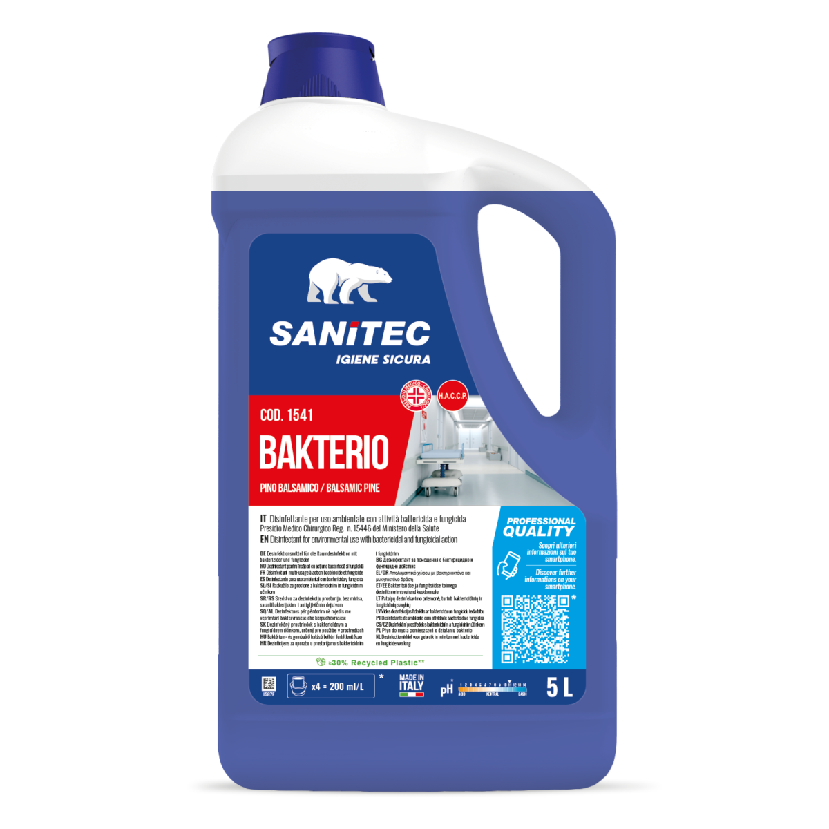 DISINFETTANTE PER USO AMBIENTALE - BAKTERIO PINO BALSAMICO 5LT