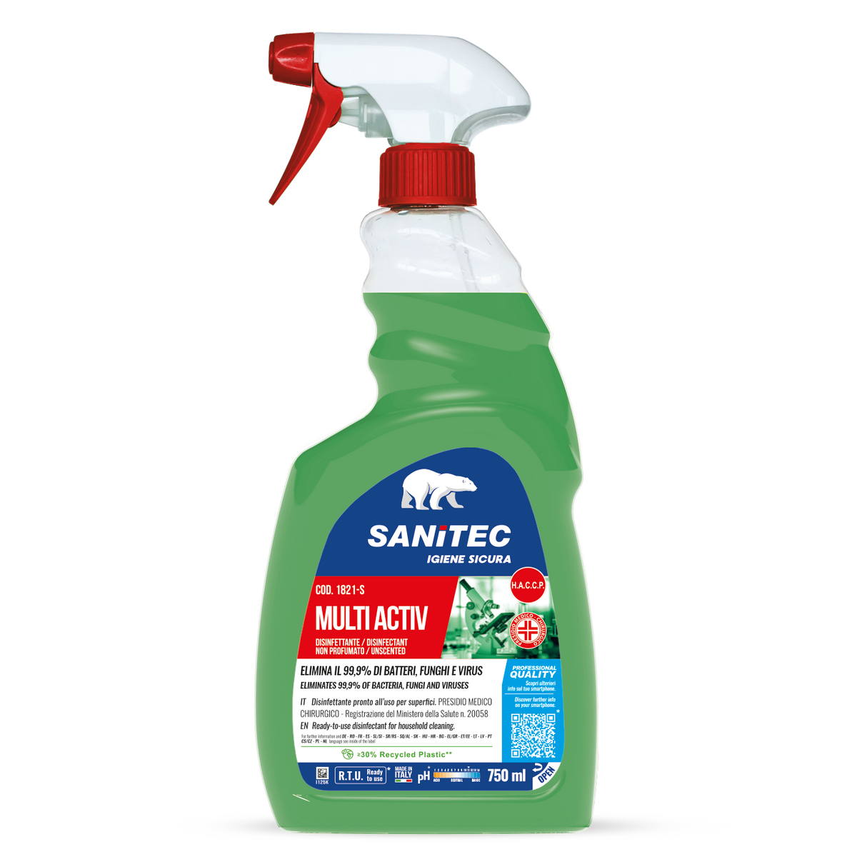 DISINFETTANTE MULTIACTIV -SENZA PROFUMO- 750ML SPECIFICO PER CUCINE