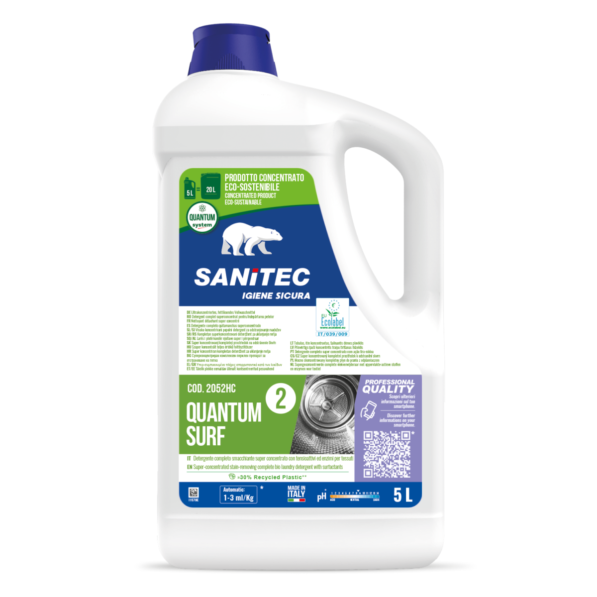 DETERGENTE SMACCHAINTE SUPER CONCENTRATO PER TESSUTI - QUANTUM SURF 5LT