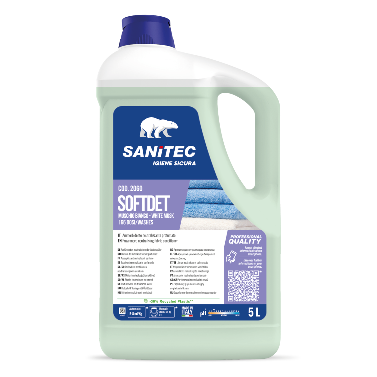 AMMORBIDENTE CONCENTRATO PER TUTTI I TIPI DI TESSUTI - SOFTDET MUSCHIO BIANCO 5LT