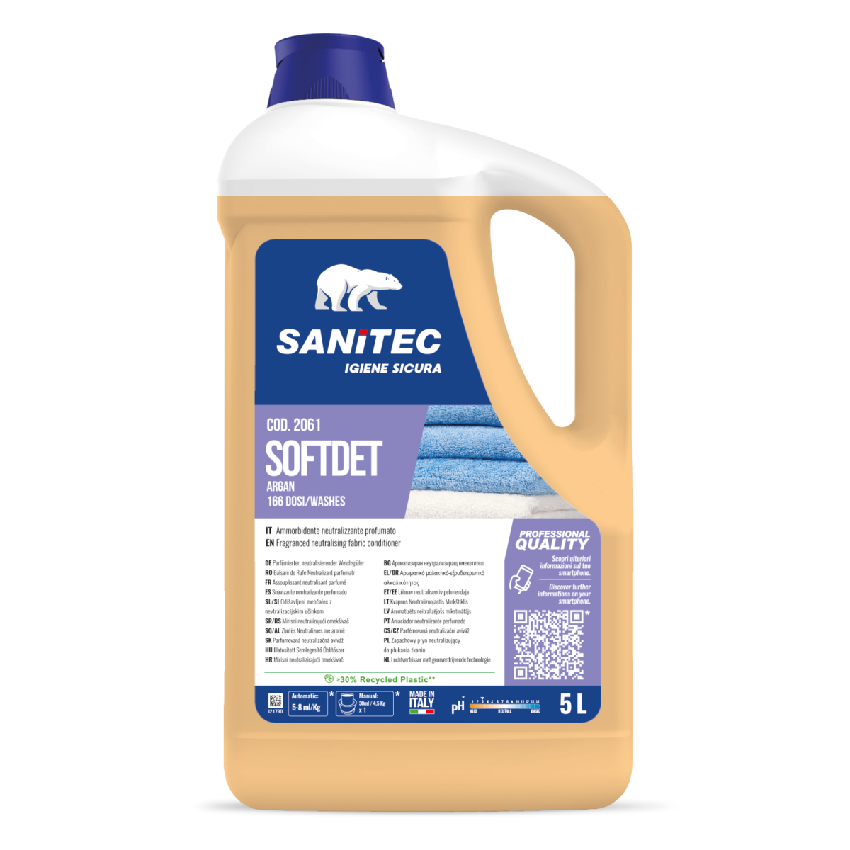 AMMORBIDENTE CONCENTRATO AD AZIONE NEUTRALIZZANTE, PER TUTTI I TIPI DI TESSUTO - SOFTDET ARGAN 5LT