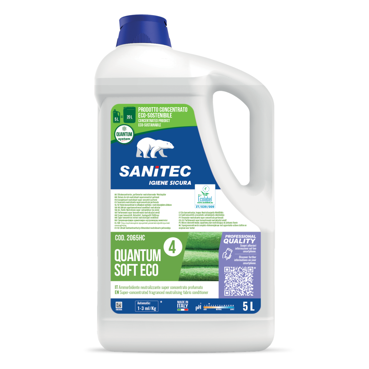 AMMORBIDENTE CONCENTRATO AD AZIONI NEUTRALIZZANTE - QUANTUM SOFT ECO 5LT