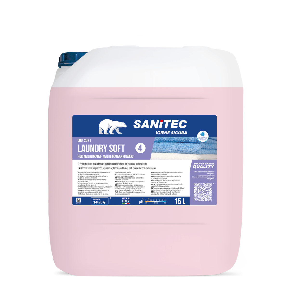 AMMORBIDENTE AD AZIONE NEUTRALIZZANTE PER TUTTI I TIPI DI TESSUTI - LAUNDRY SOFT FIORI MEDITERRANEI 15LT