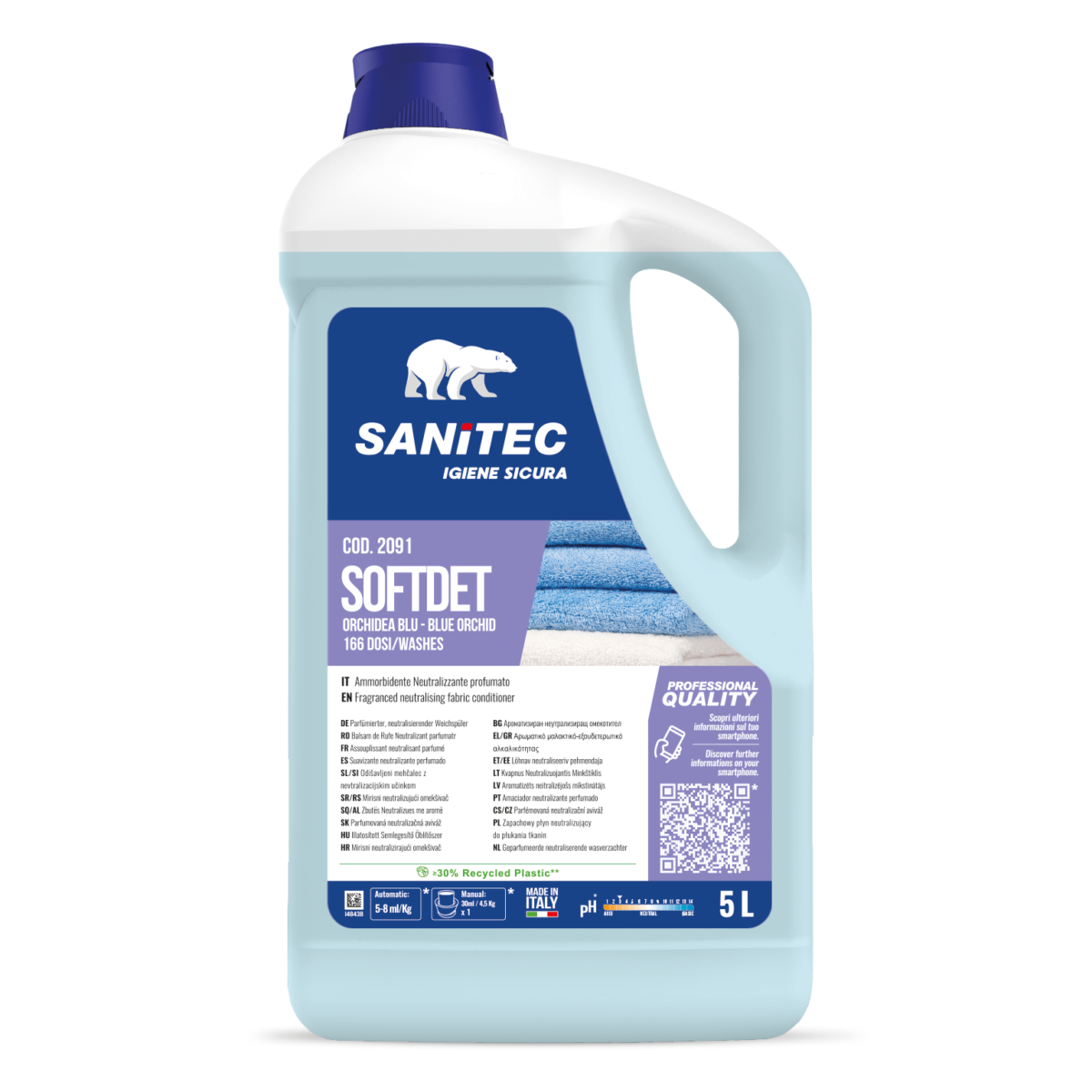 AMMORBIDENTE CONCENTRATO PER TUTTI I TIPI DI TESSUTI - SOFTDET ORCHIDEA BLU 5LT
