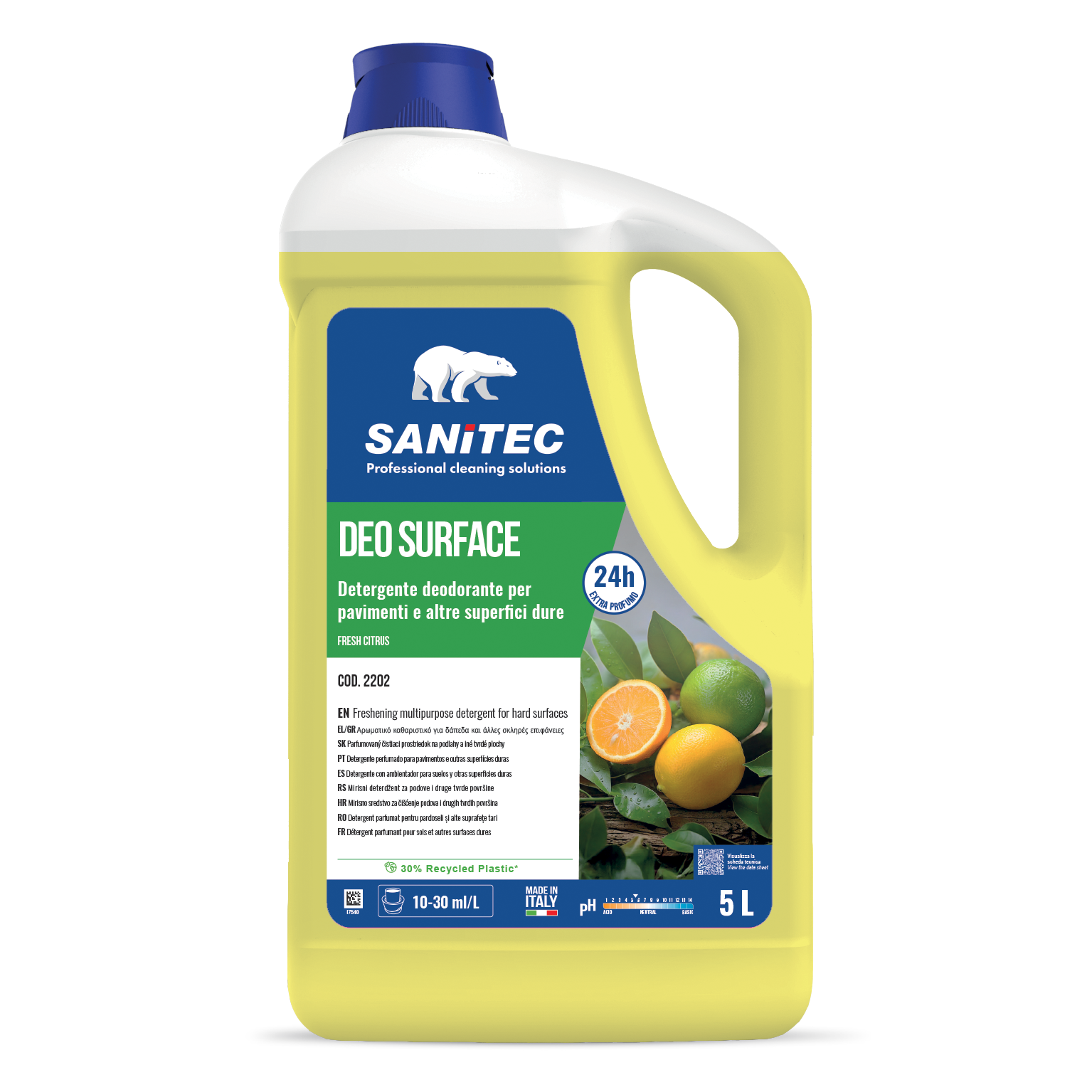 DETERGENTE PROFUMATO PER PAVIMENTI E ALTRE SUPERFICI DURE - DEO SURFACE FRESH CITRUS 5LT