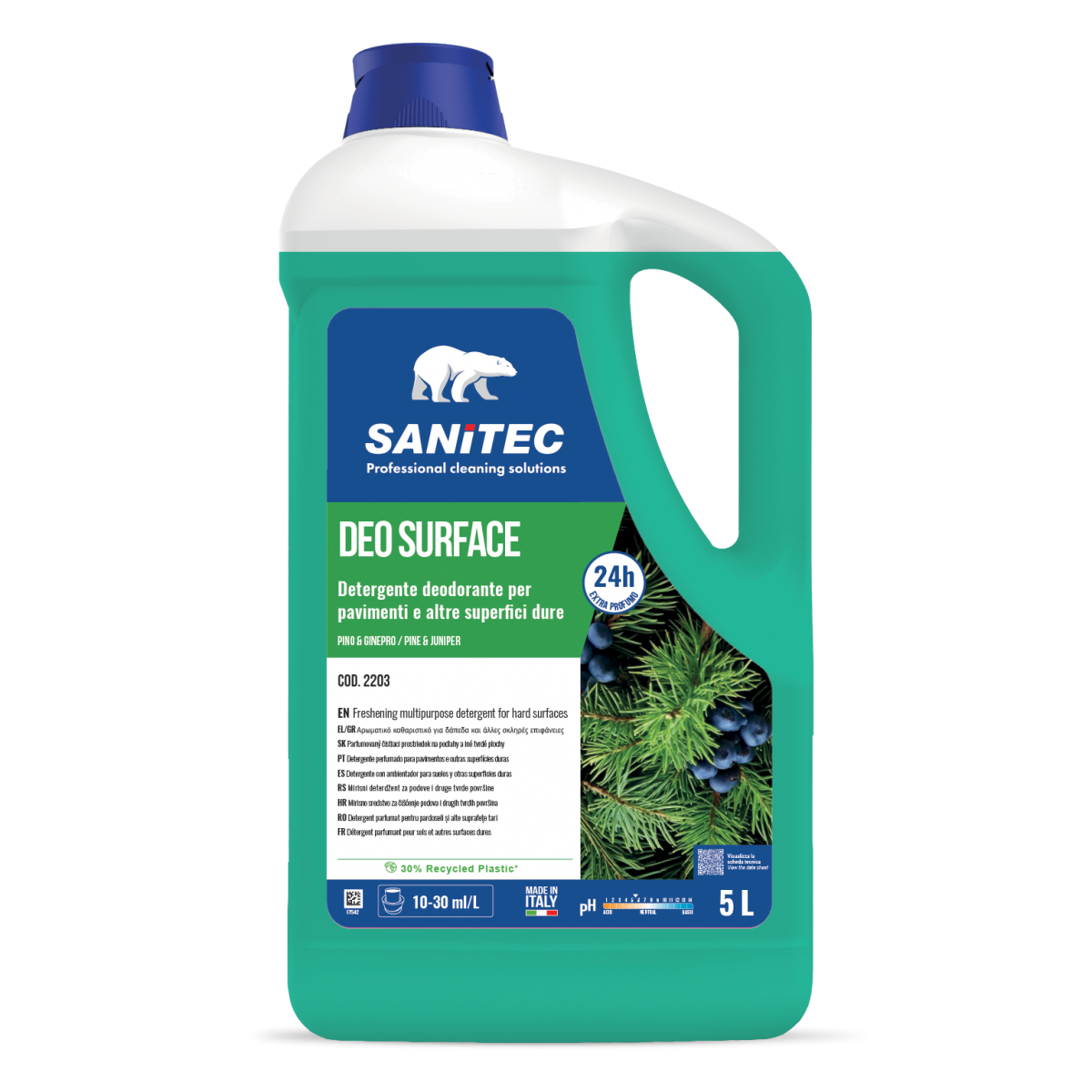DETERGENTE PROFUMATO PER PAVIMENTI E ALTRE SUPERFICI DURE - DEO SURFACE PINO & GINEPRO 5LT