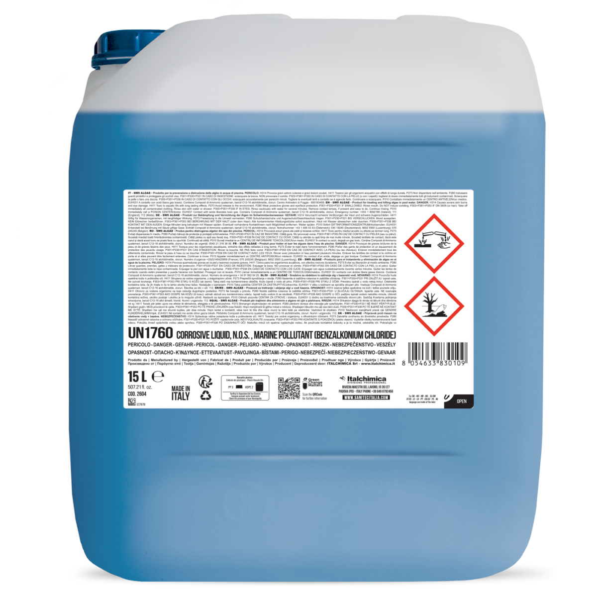 PRODOTTO IDONEO PER L'ELIMINAZIONE DELLE ALGHE IN ACQUE DI PISCINA - SW9 ALGAE 15LT