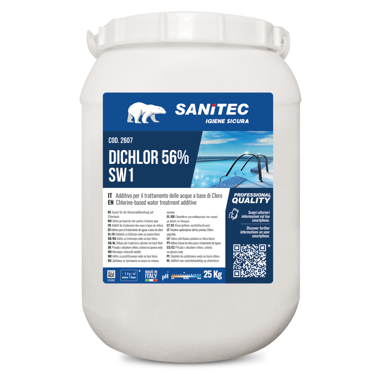 ADDITIVO PER IL TRATTAMENTO DELLE ACQUE A BASE DI CLORO - SW DICHLOR 56%  25KG