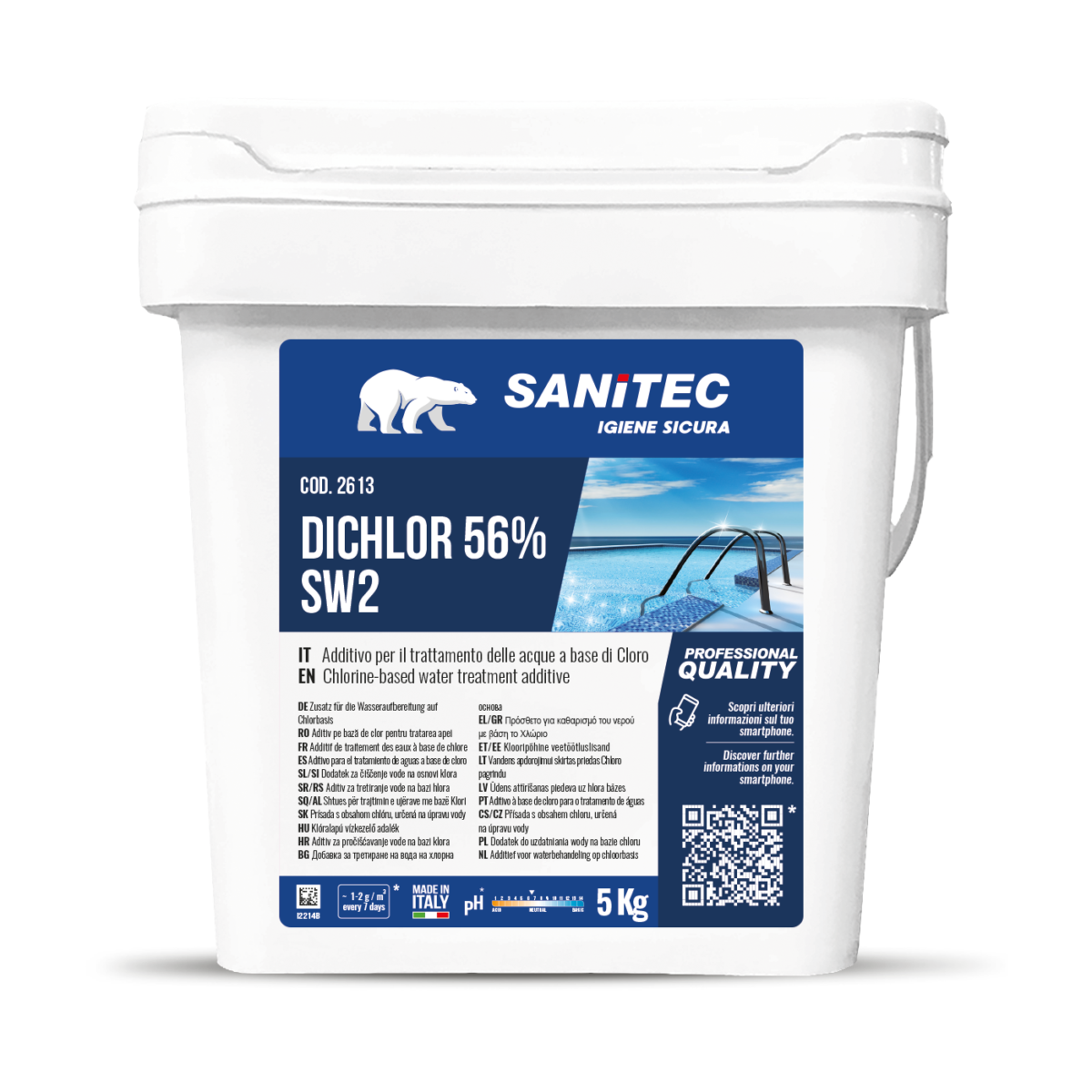 ADDITIVO PER IL TRATTAMENTO DELLE ACQUE A BASE DI CLORO - SW DICHLOR 56% 5KG