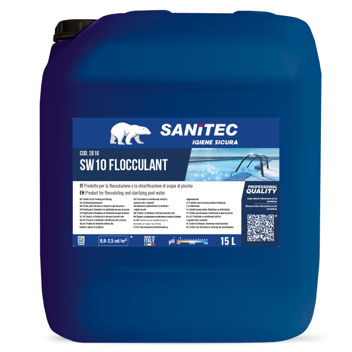 PRODOTTO PER LA FLOCCUAZIONE E LA CHIARIFICAZIONE DI ACQUE DI PISCINA - SW10 FLOCCULANT 15LT
