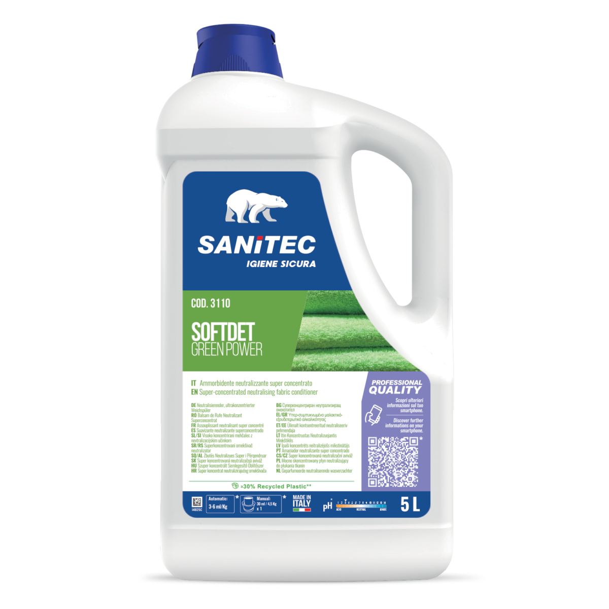 AMMORBIDENTE CONCENTRATO AD AZIONE NEUTRALIZZANTE PER TUTTI I TIPI DI TESSUTI - SOFTDET GREEN POWER FLOREALE 5LT