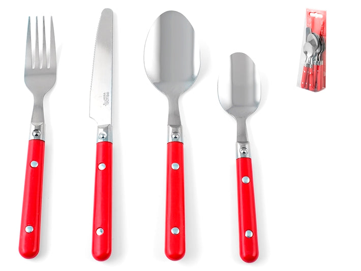 SERVIZIO POSATE 16PZ SAXO - MANICO ROSSO
