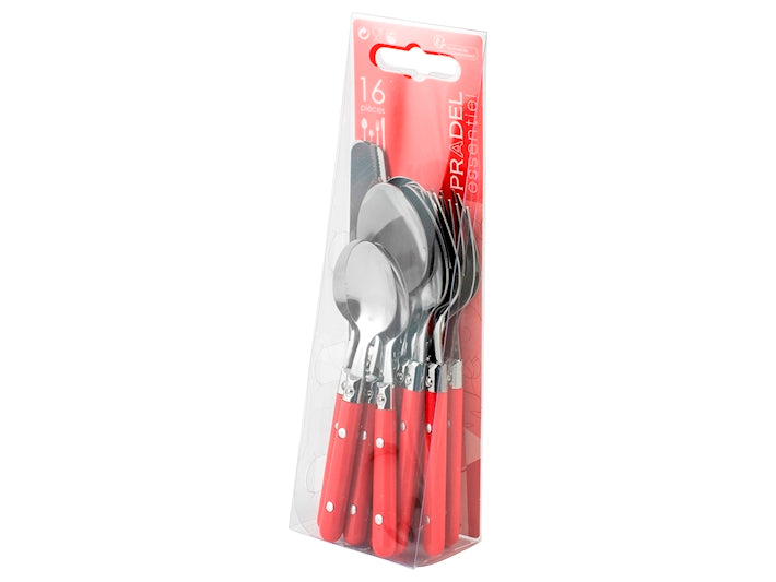 SERVIZIO POSATE 16PZ SAXO - MANICO ROSSO