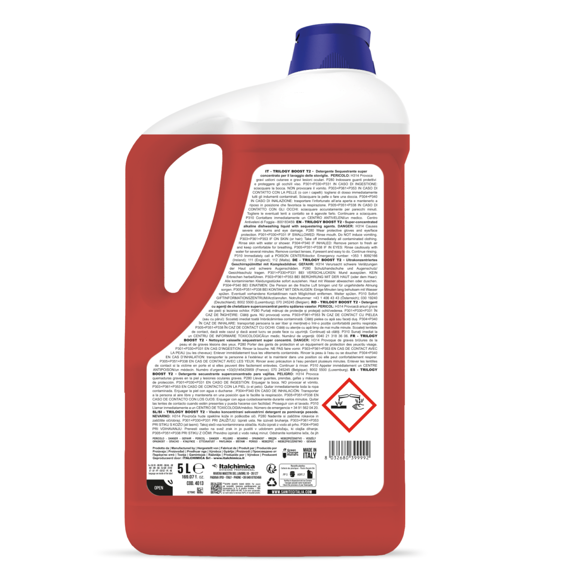 DETERGENTE SEQUESTRANTE CONCENTRATO PER IL LAVAGGIO DELLE STOVIGLIE - TRILOGY BOOST T2 5LT