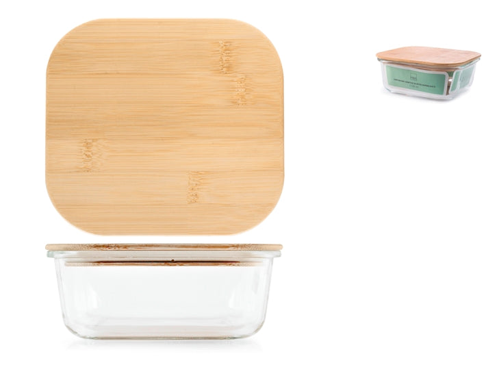 CONTENITORE IN VETRO CON COPERCHIO IN BAMBU 18X18 CM - CAPIENZA 1100ML