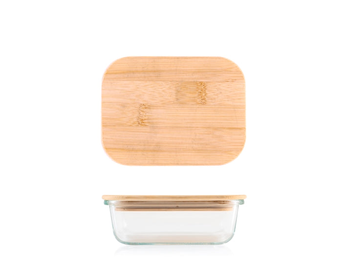 CONTENITORE IN VETRO CON COPERCHIO IN BAMBU 20X15CM - CAPIENZA 1040ML