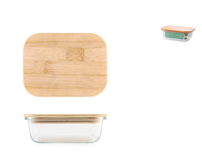 CONTENITORE IN VETRO CON COPERCHIO IN BAMBU 20X15CM - CAPIENZA 1040ML