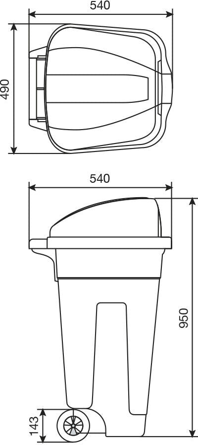 BIDONE SPAZZATURA 100LT PUSH