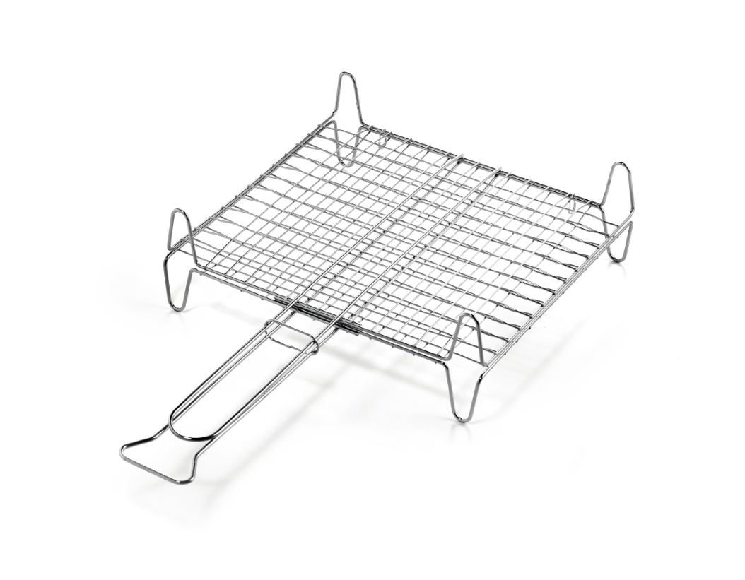 GRIGLIA IN ACCIAIO INOX DOPPIA CON PIEDINI