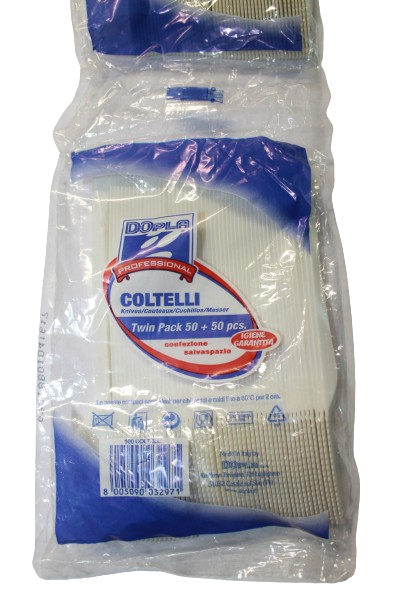 COLTELLI PLASTICA BIANCHI 100PZ