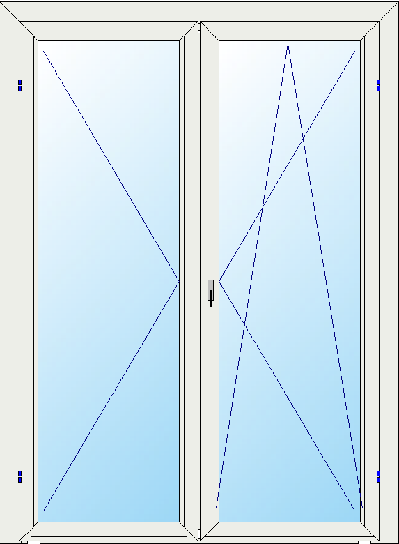 Portafinestra a due ante con anta-ribalta L. 180 x H. 190 cm