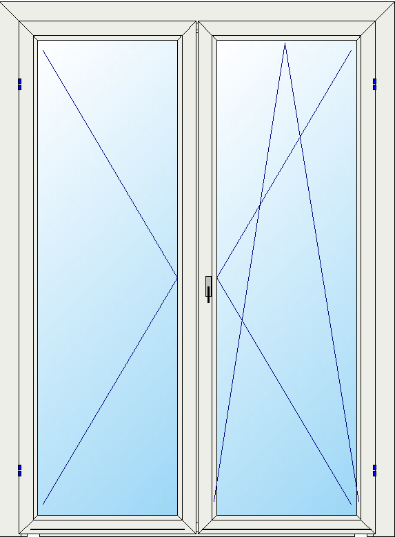 Portafinestra a due ante con anta-ribalta L. 160 x H. 195 cm