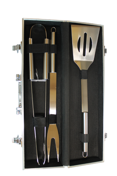 SET VALIGIA 3 PEZZI INOX PER BBQ