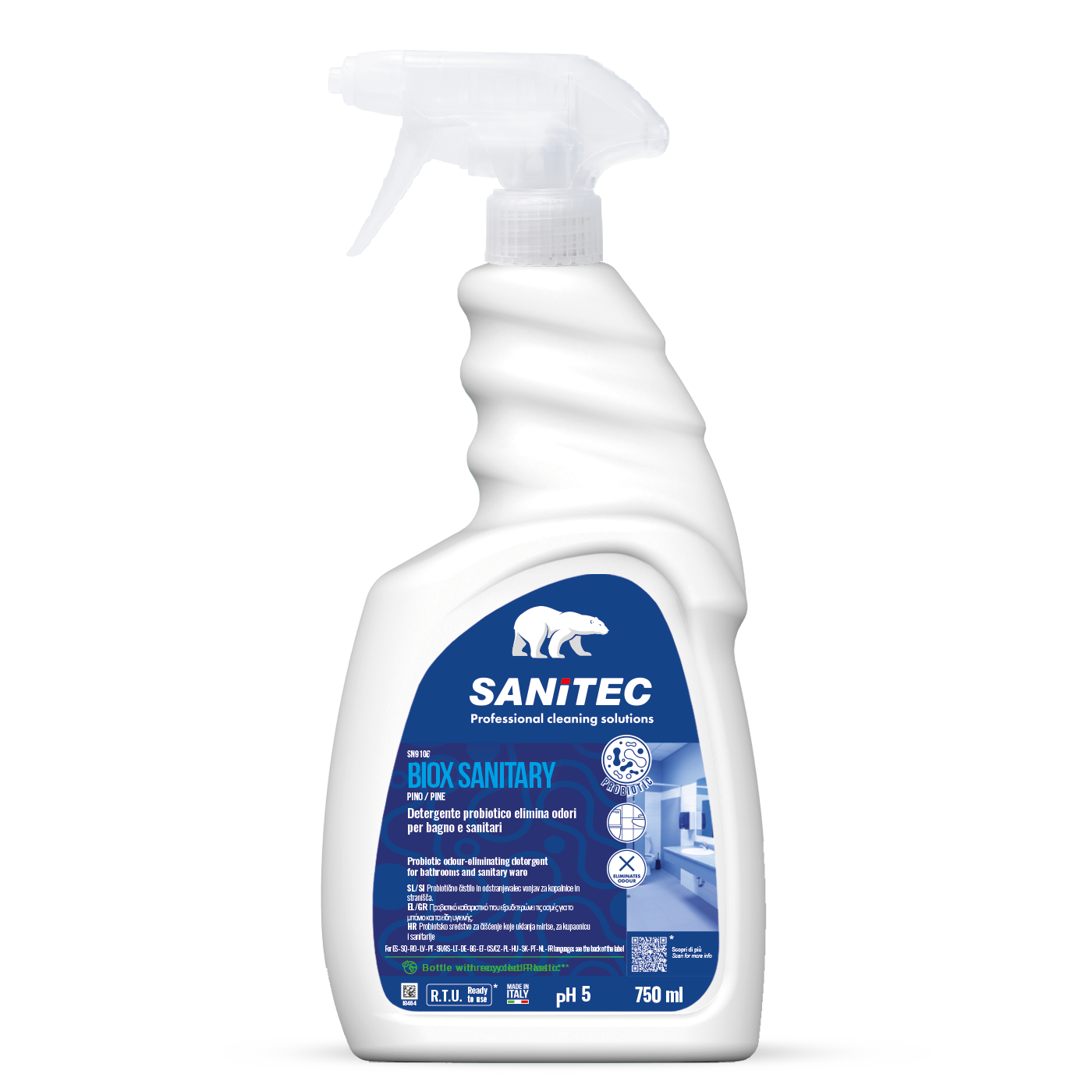 DETERGENTE PROBIOTICO ELIMINA ODORI PER BAGNO E SANITARI - BIOX SANITARY 750ml