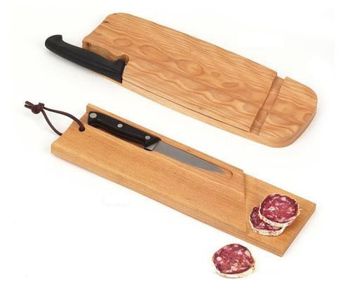 TAGLIERE IN FAGGIO PER SALAME COMPLETO DI COLTELLO