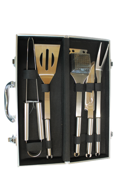 SET VALIGIA 5 PEZZI INOX PER BBQ